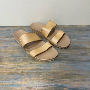 Reef Double Strap Slip On Slide Sandals Tan Summer Casual Like New Womens 8